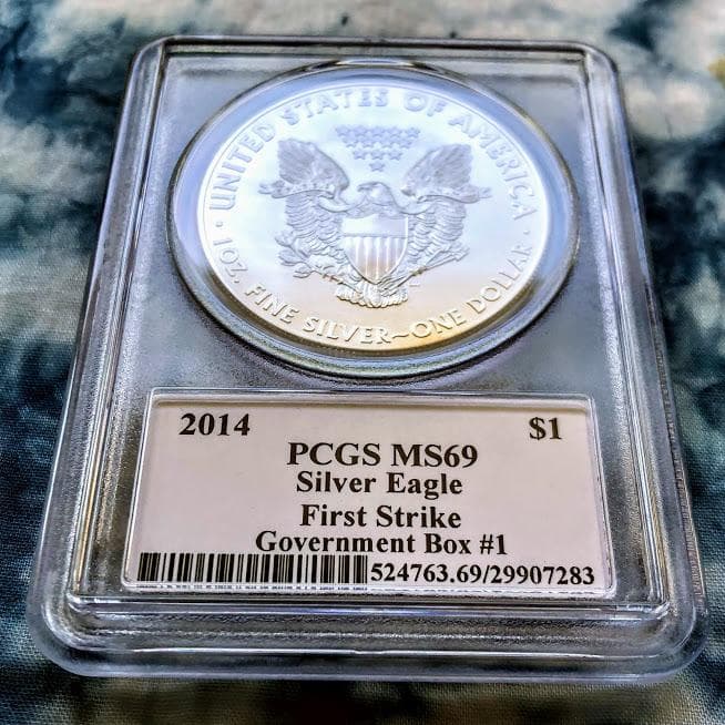 貴重】2014 アメリカ 米国 シルバーイーグル MS69 ガバメントボックス