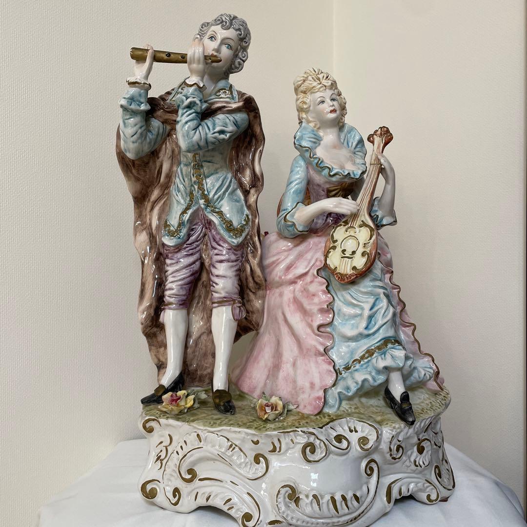 値下げ可』フィギュリン ドレスデン イタリア製 アンティーク 陶器人形