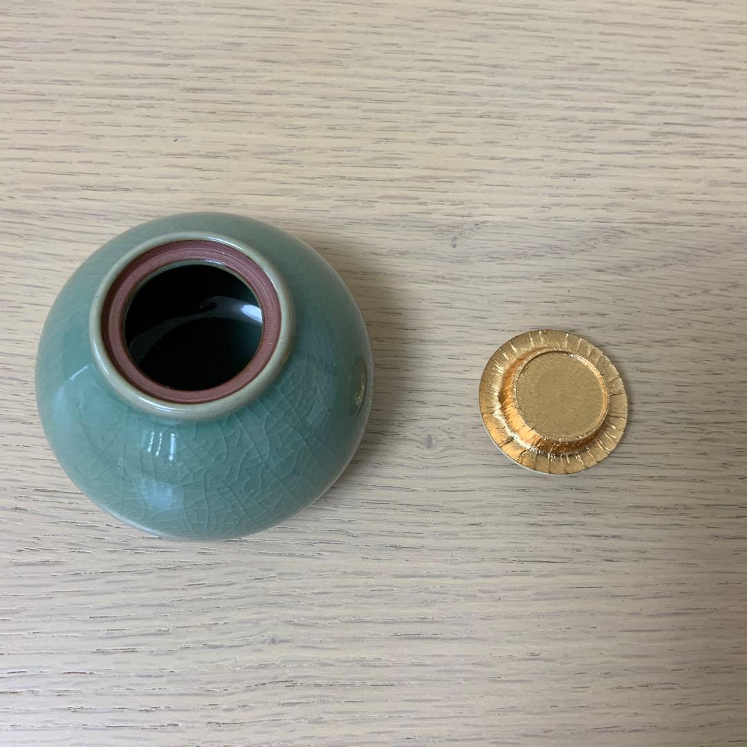 茶道具 青磁 茶入れ 名物裂 十色間道 茄子茶入れ - 工芸品正規 品