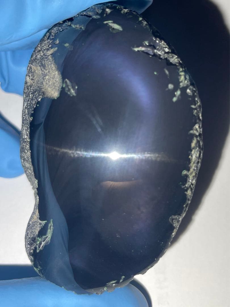 研磨品 十勝石玲瓏 パープルシラーオーロラ レインボーオブシディアン