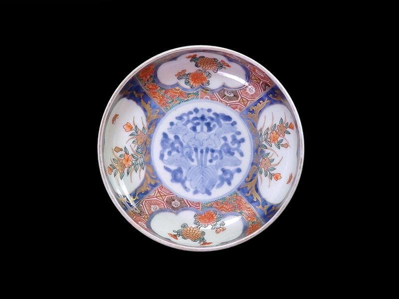 古伊万里 色絵 窓絵 菊に桔梗の図 膾皿 5客 C001AS-CWa