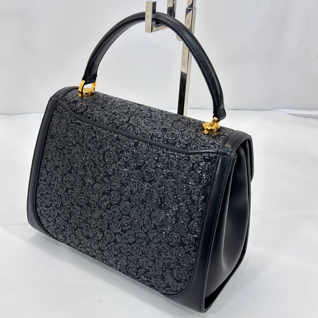 印傳屋 和装バッグ 鹿革 漆塗り ローズ 薔薇柄 フォーマルバッグ 冠婚葬祭