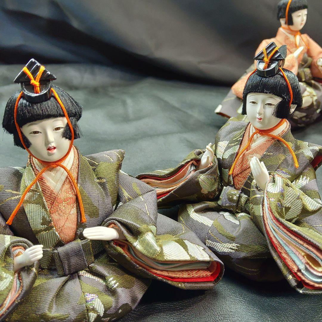 未使用品 京雛 特選 6寸 二條 勝翠作 雛人形 11体 官女 五人囃子 仕丁
