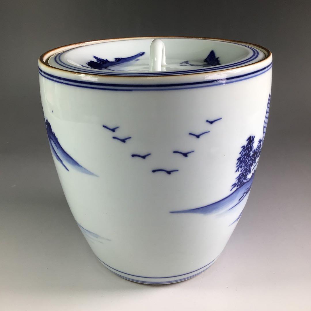 R506 水指 『平安 祥堂造』『染付山水風景文』『一重口水指』 木