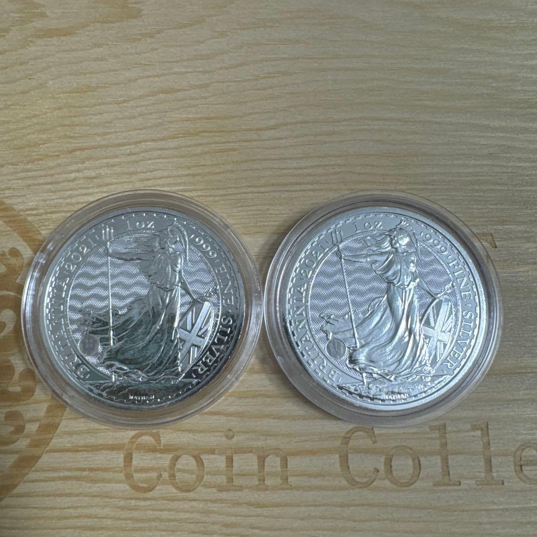 2021 イギリス ブリタニア銀貨 1オンス (クリアーケース入り) 2枚