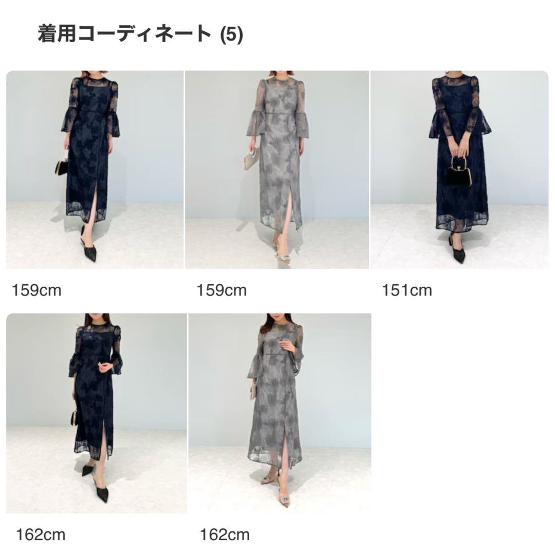 LEJAスパンコール刺繍レーススリーブIラインロングドレス