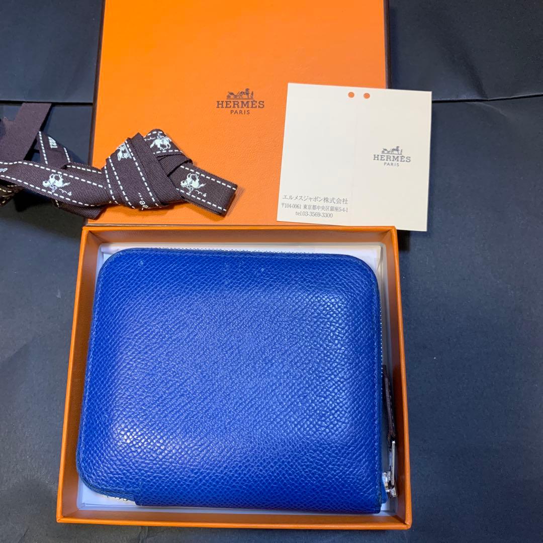 エルメス アザップ シルクイン コンパクト ブルー ヴォーエプソン D刻印 HERMES（エルメス） アザップ シルクイン コンパクト ブルージーン
