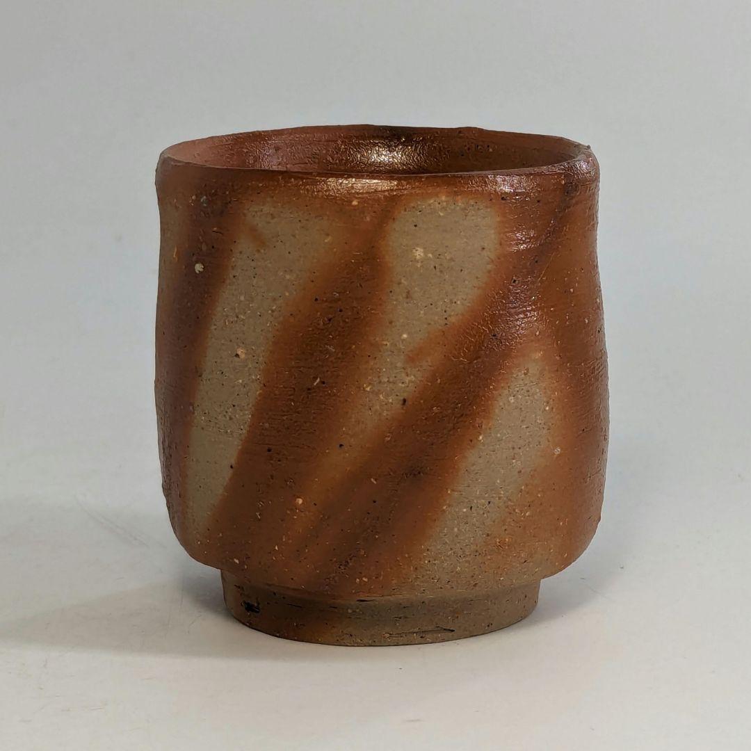 岡山県重要無形文化財 四代目 松田華山 備前焼 緋襷酒呑 共箱共布栞 酒