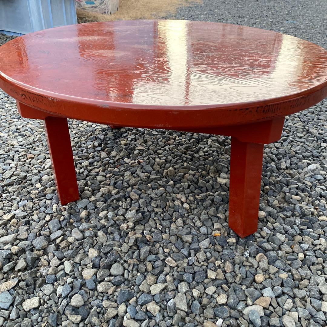 昭和の食卓 天然木 ちゃぶ台 丸テーブル 円卓 朱塗り直径 75