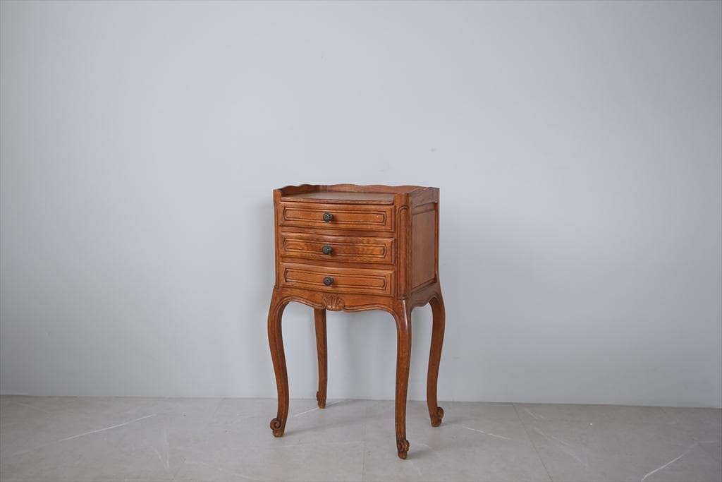 フランスアンティーク猫脚ナイトテーブル/木製キャビネット机飾り棚(82