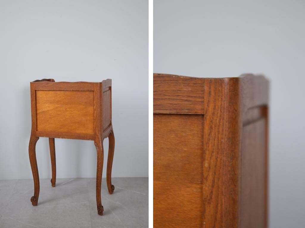 フランスアンティーク猫脚ナイトテーブル/木製キャビネット机飾り棚(82