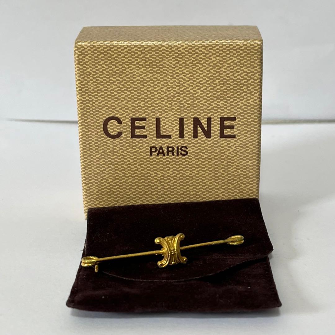 CELINE セリーヌ ブローチ マカダム 安全ピン型 ゴールド - メルカリ