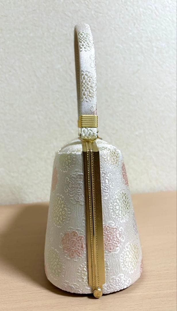新品未使用品　銘織つづれ錦　和装バッグ＆草履セット　白×ゴールド　LLサイズ