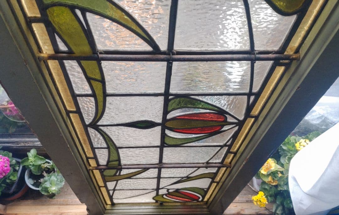 英国アンティーク／100年以上前のステンドグラス その2 窓枠 ドア