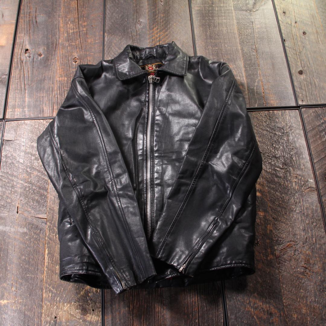 SP古着 訳あり シングルライダース レザージャケット ブラック L ボア