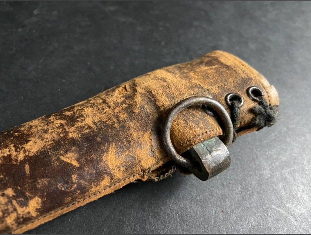 【幕末〜明治】ヤタガン式銃剣 帝国陸軍 軍刀（模造刃朱塗り）革鞘軍刀拵【当時物】