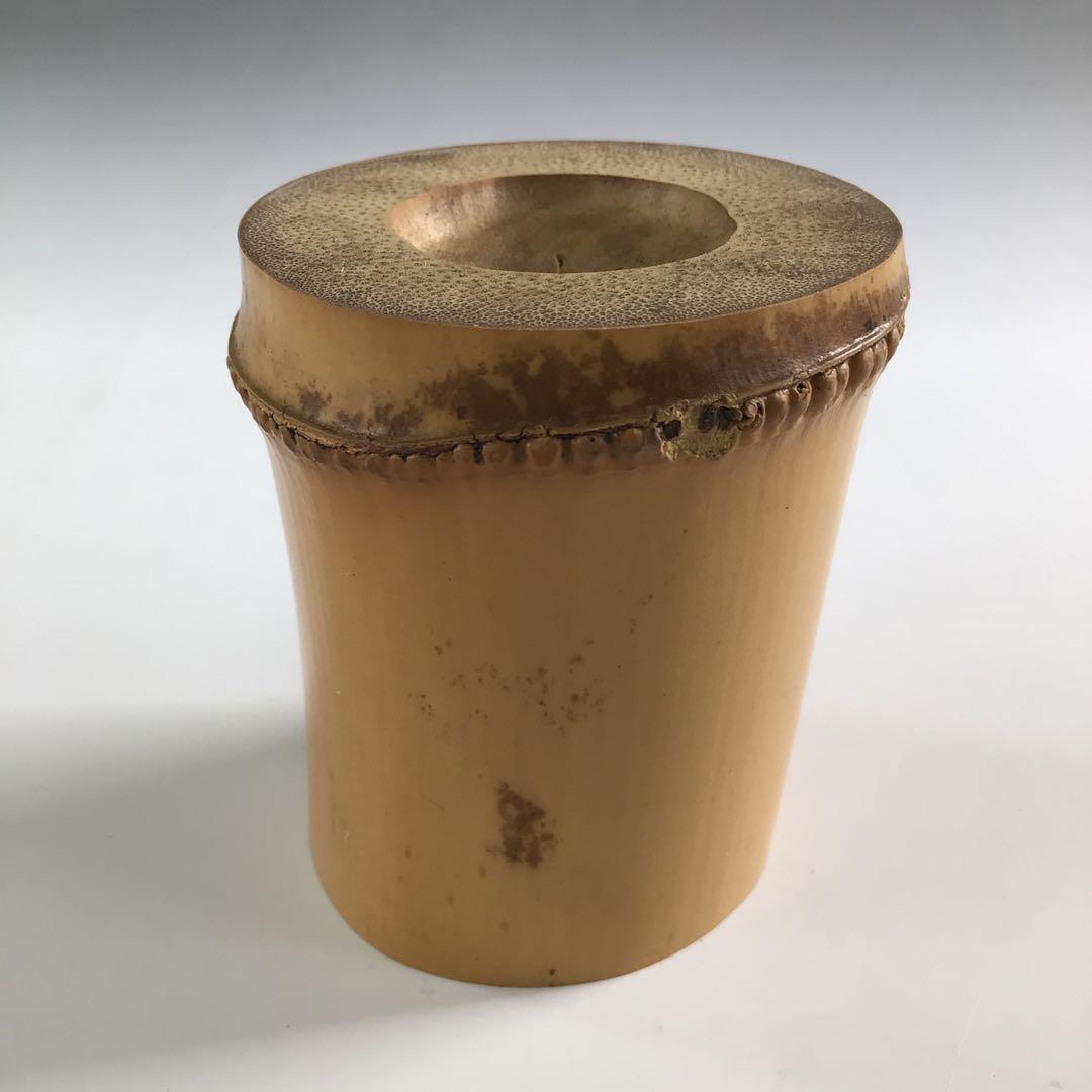 R131 蓋置 一双 『宗秦作』『大徳寺 松長剛山箱書』『竹蓋置』 共