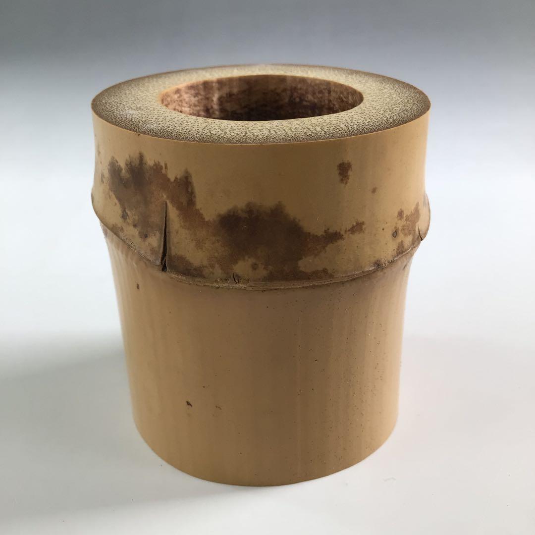 R131 蓋置 一双 『宗秦作』『大徳寺 松長剛山箱書』『竹蓋置』 共