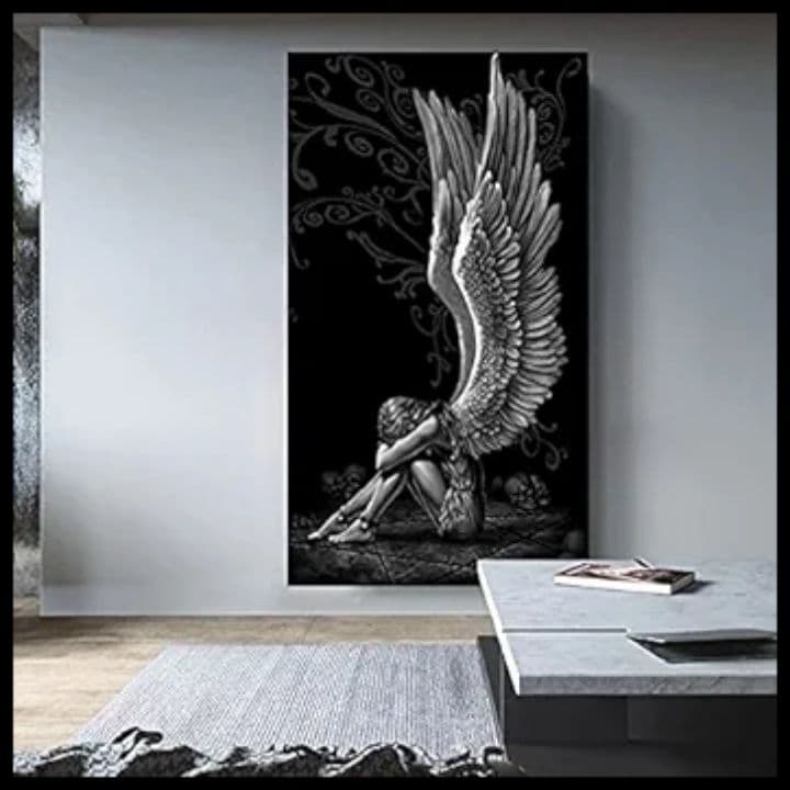 希少　天然水晶石　『天使と悪魔の少女』　ダイヤモンドアート　160×90cm