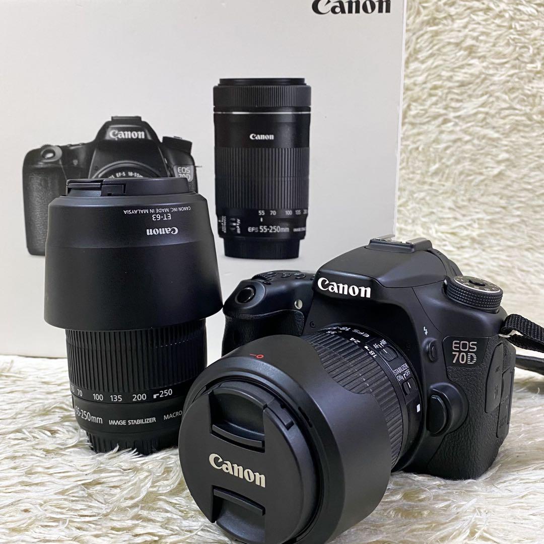 美品】キャノン EOS70D デジタル一眼レフ ダブルズームキット ブラック