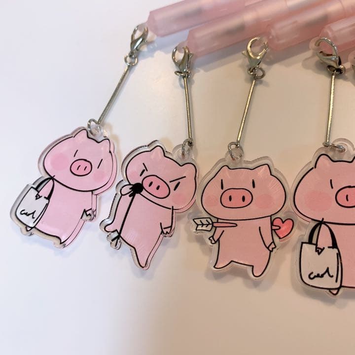 ラスト】まとめ売り ふださん アクリルチャーム付き ゲルペン ボールペン