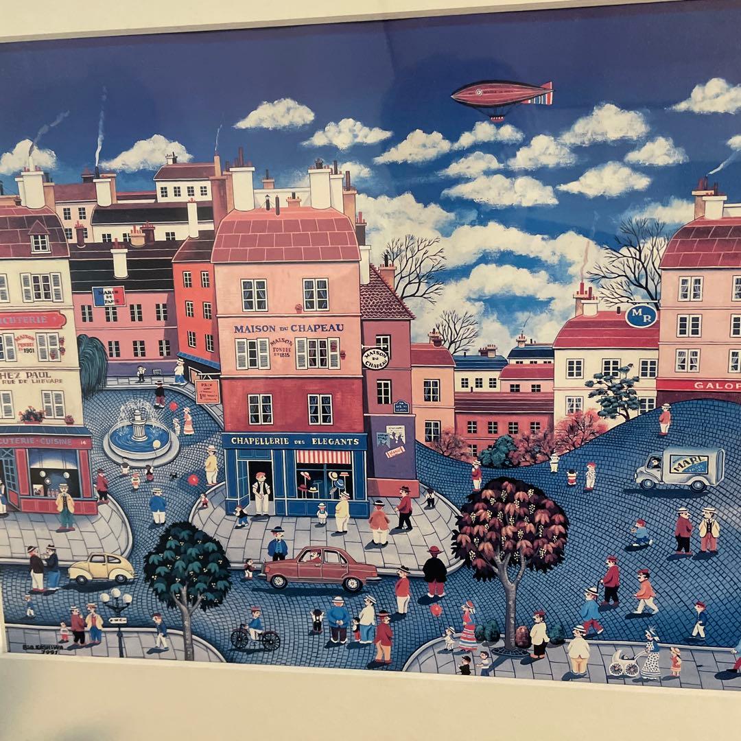 B.J. KASHIWA 1991 リトグラフ　日曜の午後