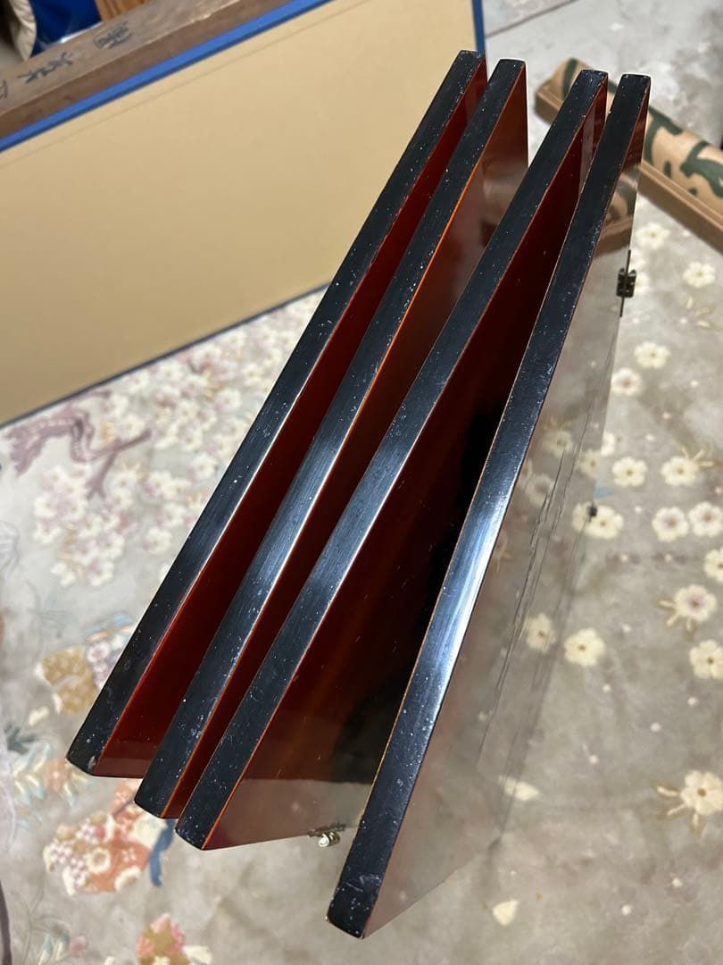 中国美術 螺鈿細工 衝立漆塗り 万馬奔騰図 令和8年干支