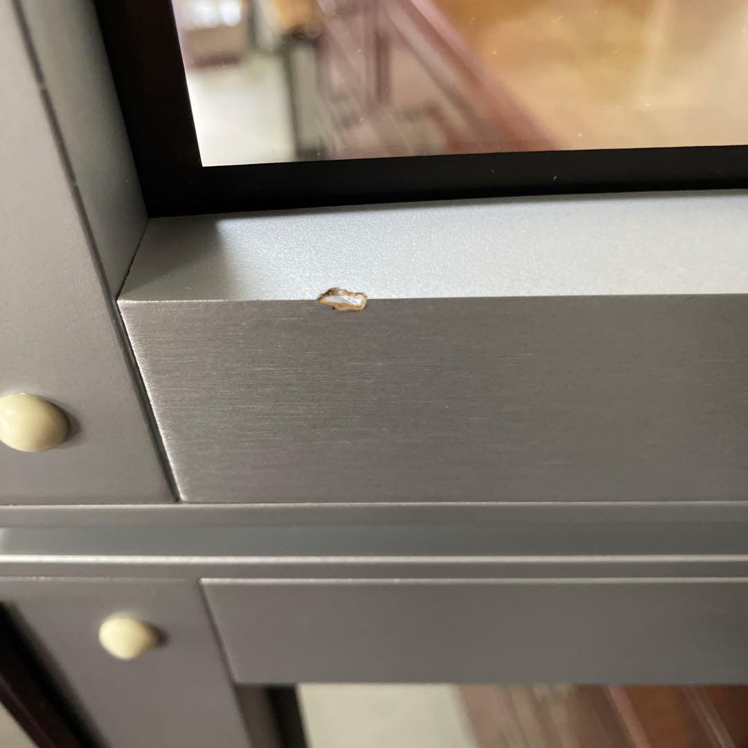 送料込み☆飾り棚 ブラック×シルバー ガラス扉 日本製 本棚としてもOKです