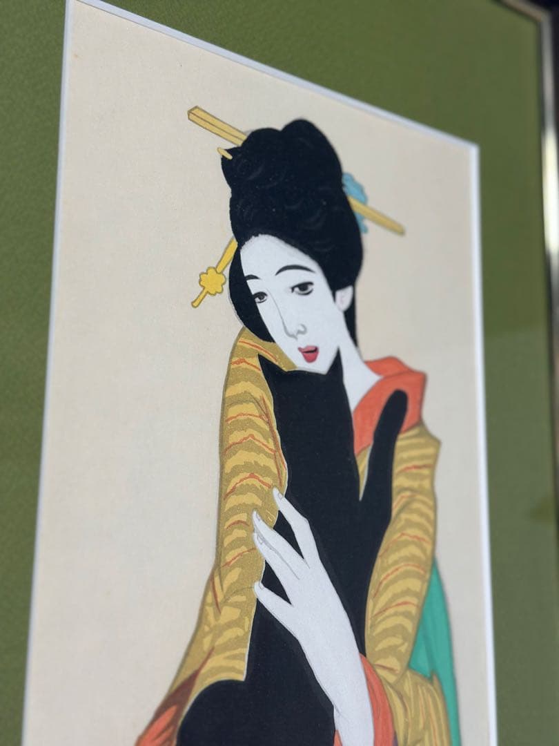 竹久夢二 黒船屋 木版画 版画 リトグラフ 66×32cm アート