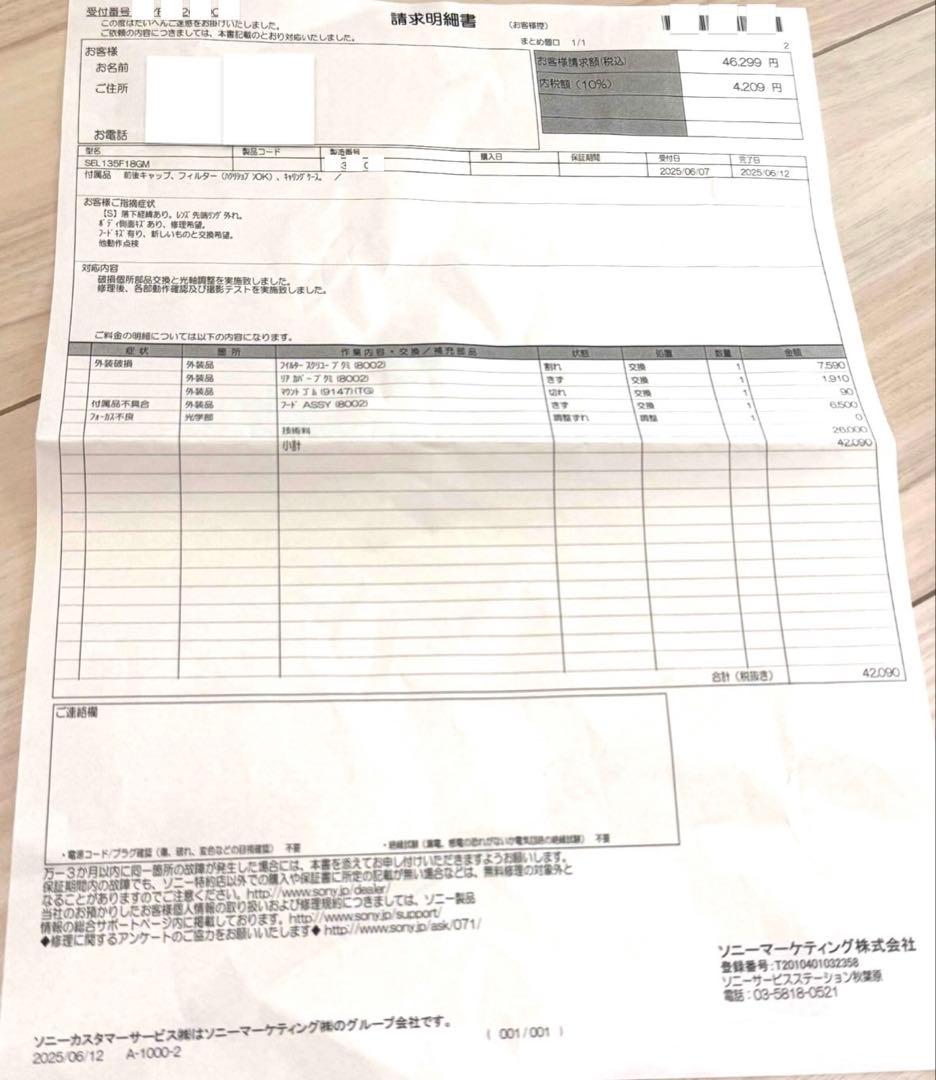 修理・点検完了後品】SONY FE 135mm F1.8 GM レンズ