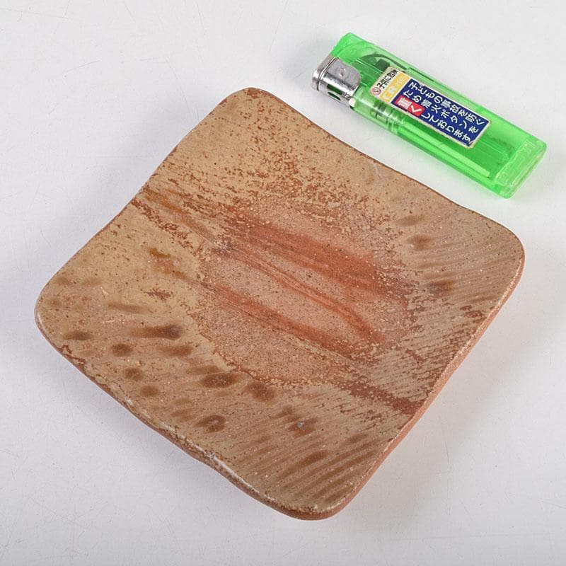 和食器　火襷　小皿　四方皿　銘々皿　五客　在銘　共箱　V　R9280