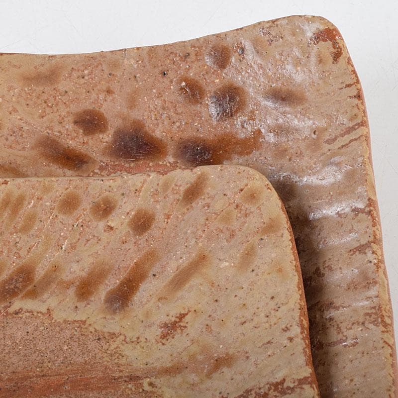 和食器　火襷　小皿　四方皿　銘々皿　五客　在銘　共箱　V　R9280