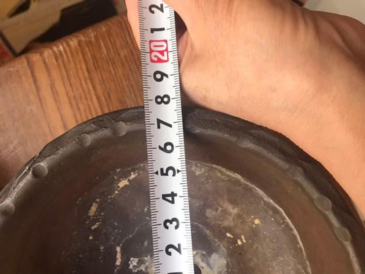 盆栽鉢 時代手捻りずっしりと素敵な盆栽鉢小品盆栽山野草18x8cm907g