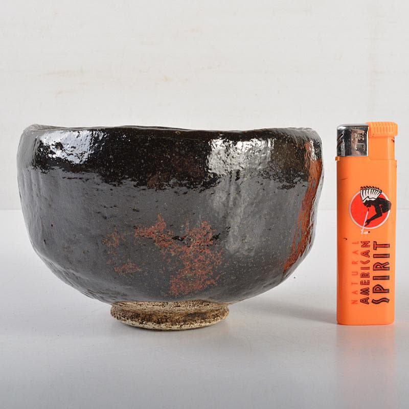 茶道具 楽吉左衛門 黒楽茶碗 共箱 D R7098