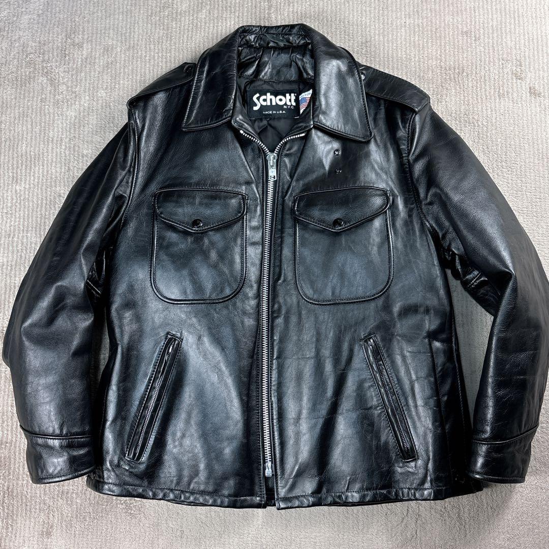 希少42サイズ】Schott ショット ポリスマンジャケット 602 レザー