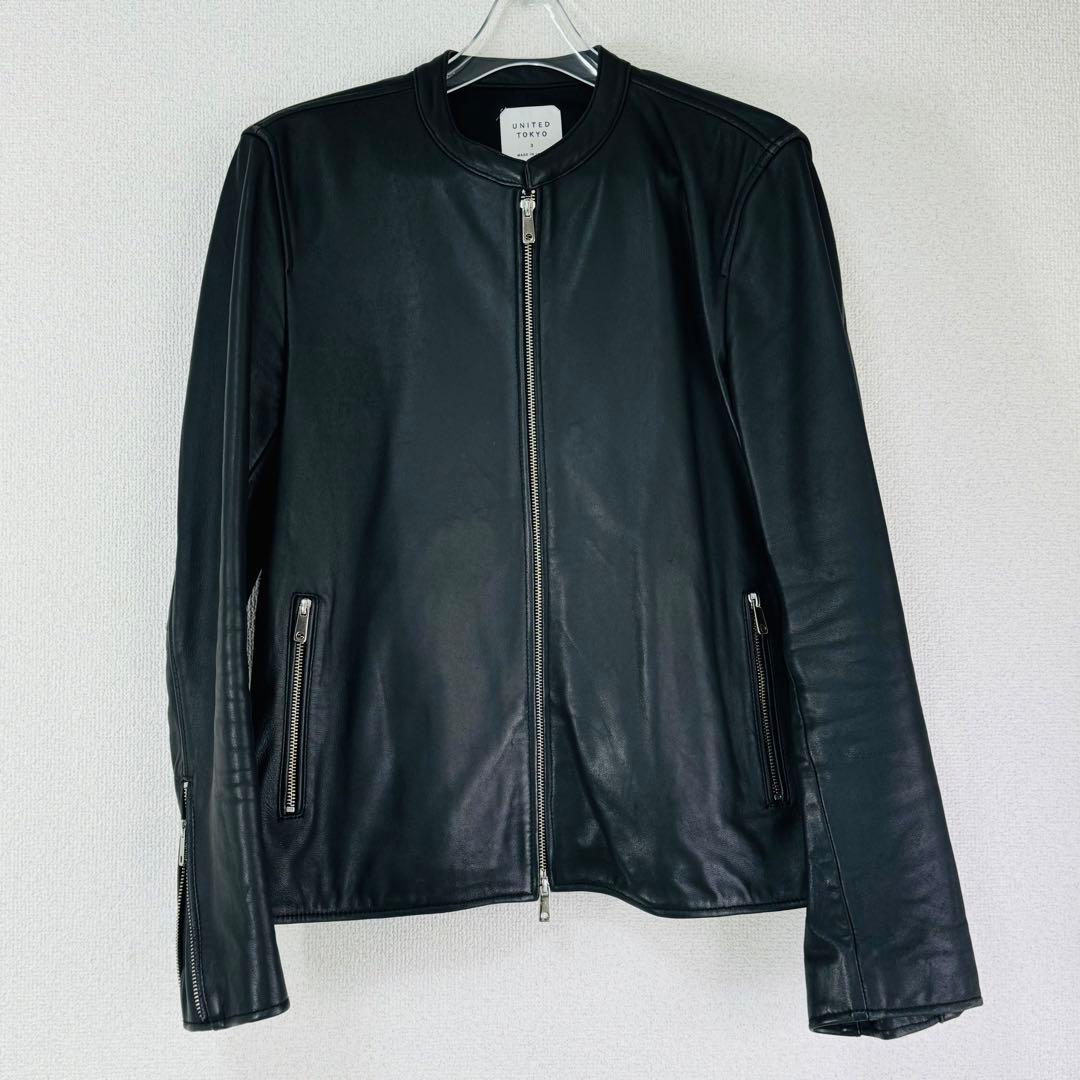 ユナイテッドトウキョウ ラムレザー シングルライダース 黒 サイズ3 美