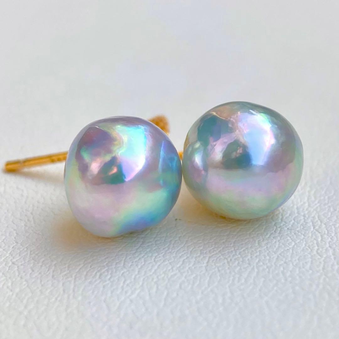 本真珠あこや真珠 青虹色9.5×9㍉s925アイスピアスBL926 - メルカリ