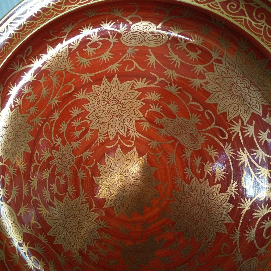 明治 九谷焼 里帰り品 本金 極上 金蘭赤絵 九寸皿 正峯窯