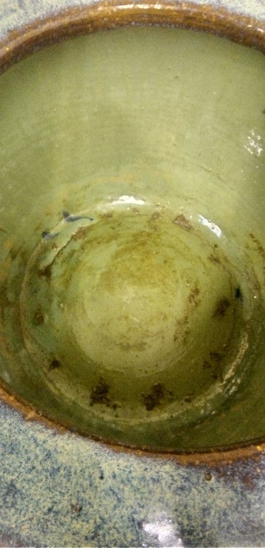 びばち 昭和レトロ 青緑陶器火鉢 夫婦火箸 五徳付き 葛明祥製 鼎泰昌