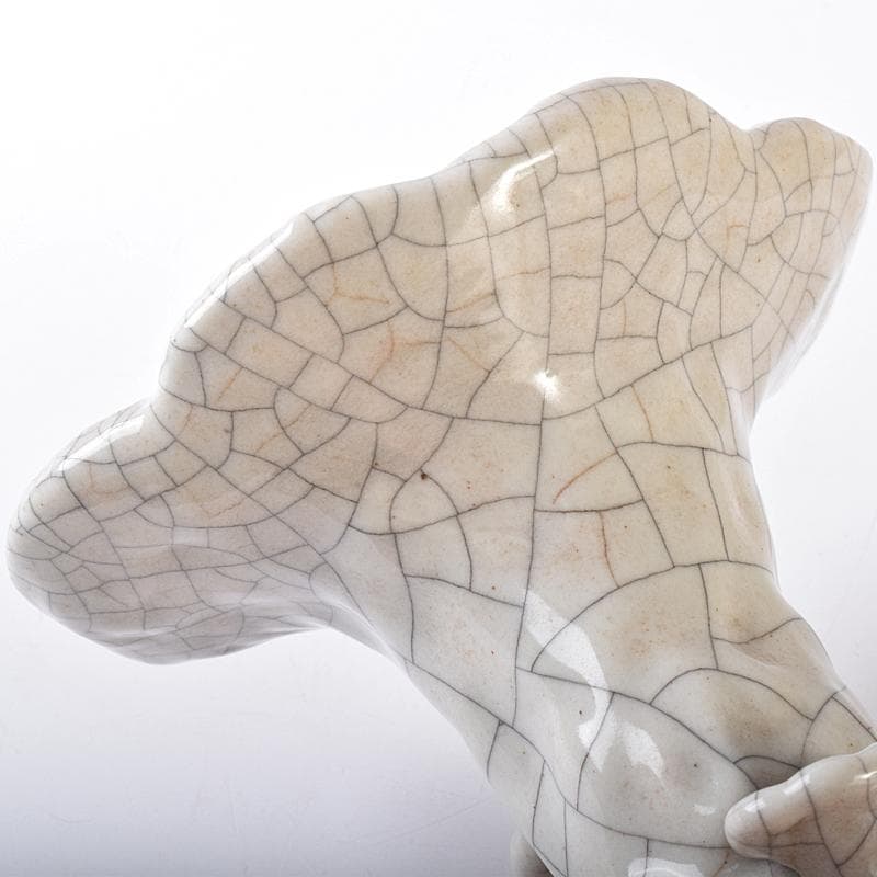 中国 大清乾隆年製款 哥窯 白磁 金糸鉄線 氷裂文 霊芝瓶 M 8061E