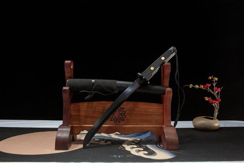 戦術刀 ショート丈 古兵器 武具 刀装具 鍛造打 鋼刀 冷兵器 黒武者 武士道