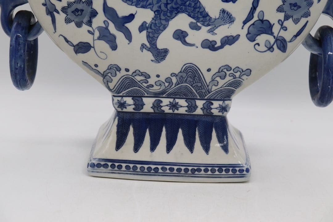 中国美術 染付 龍紋五管瓶 送料込み250723