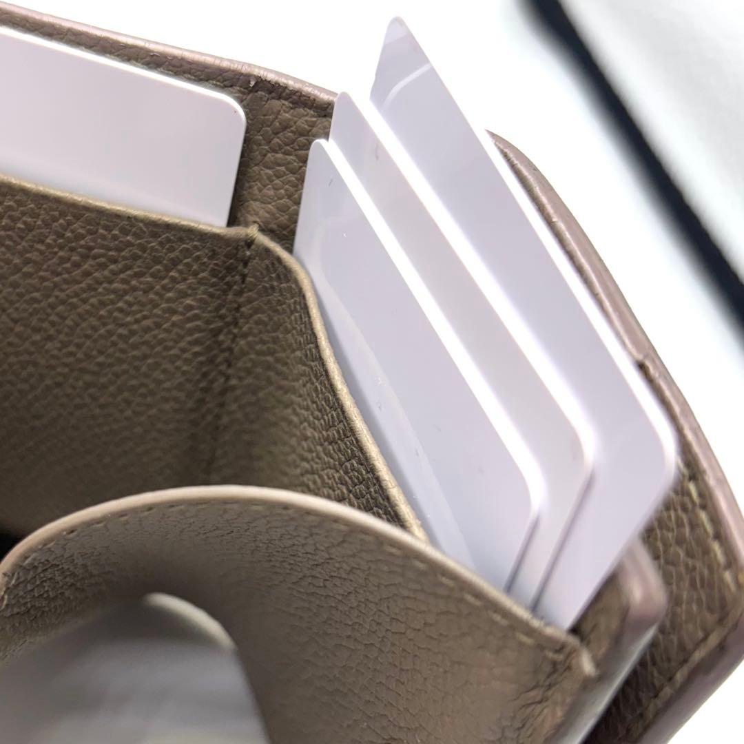 サンローラン 三つ折り財布 グレージュ レザー ゴールドロゴ