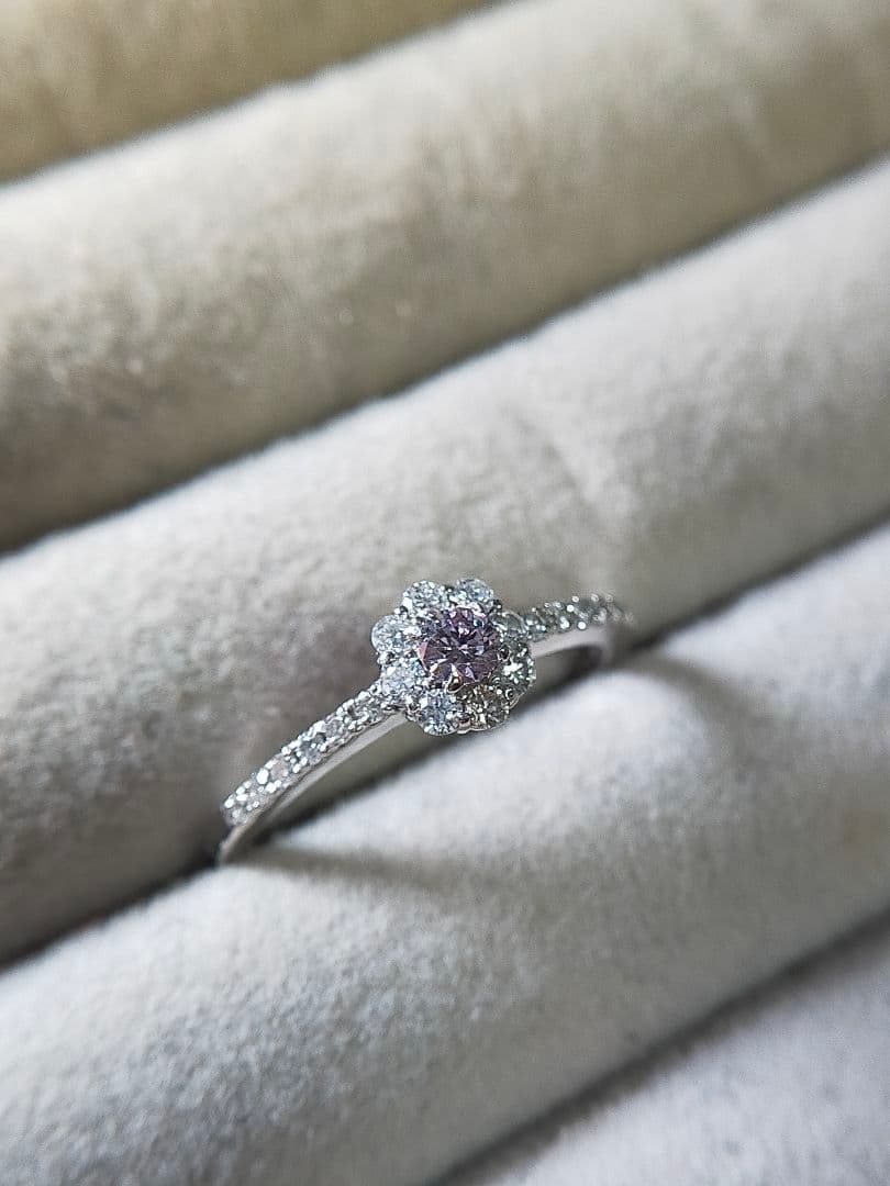 FANCY PURPLISH PINK 0.087ct ピンクダイヤリング