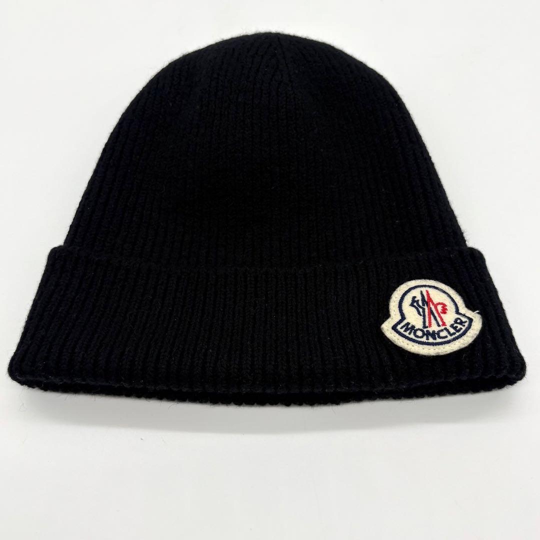 近年モデル MONCLER ニット帽 マグリア ブラック ワッペン ブラック系