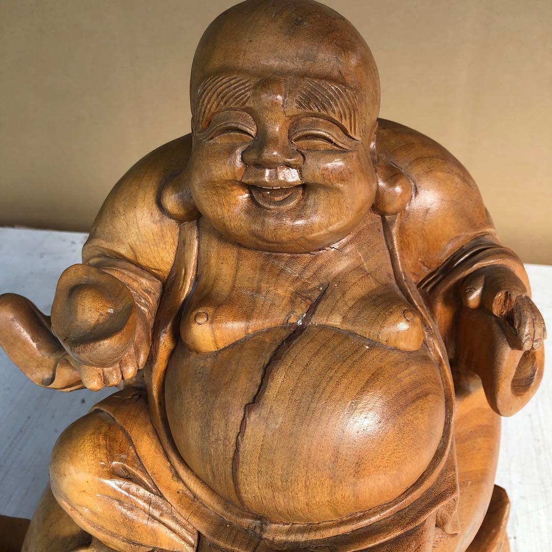 屋久杉？木彫り置き物 大黒様 布袋様？骨董品 - メルカリ