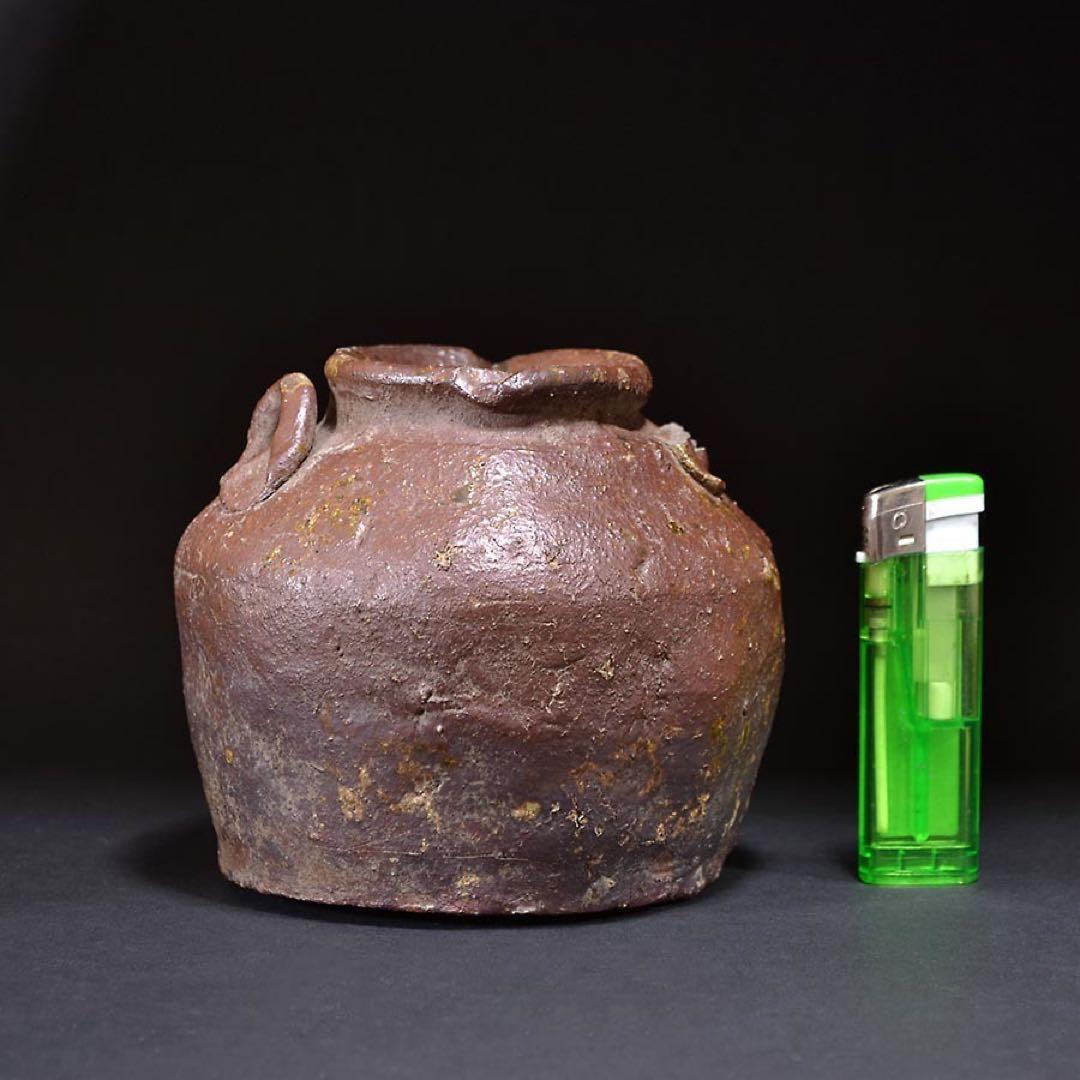 古越前 お歯黒壺 蹲 室町 桃山 花器 茶道 茶道具 茶花 華道 骨董 古