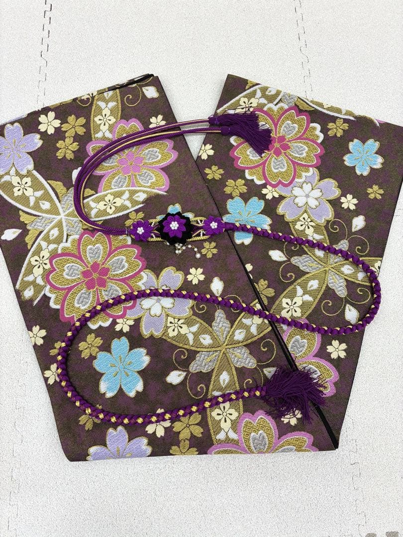 成人式 振袖フルセット 1139 白地 ピンク 紫花柄 正絹 振袖 格安！