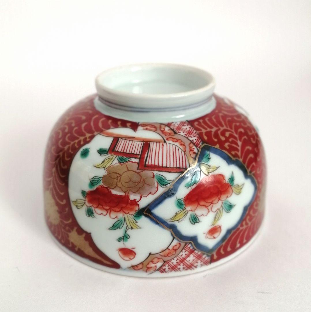 金継ぎ用　古伊万里　色絵　赤玉　３客セット