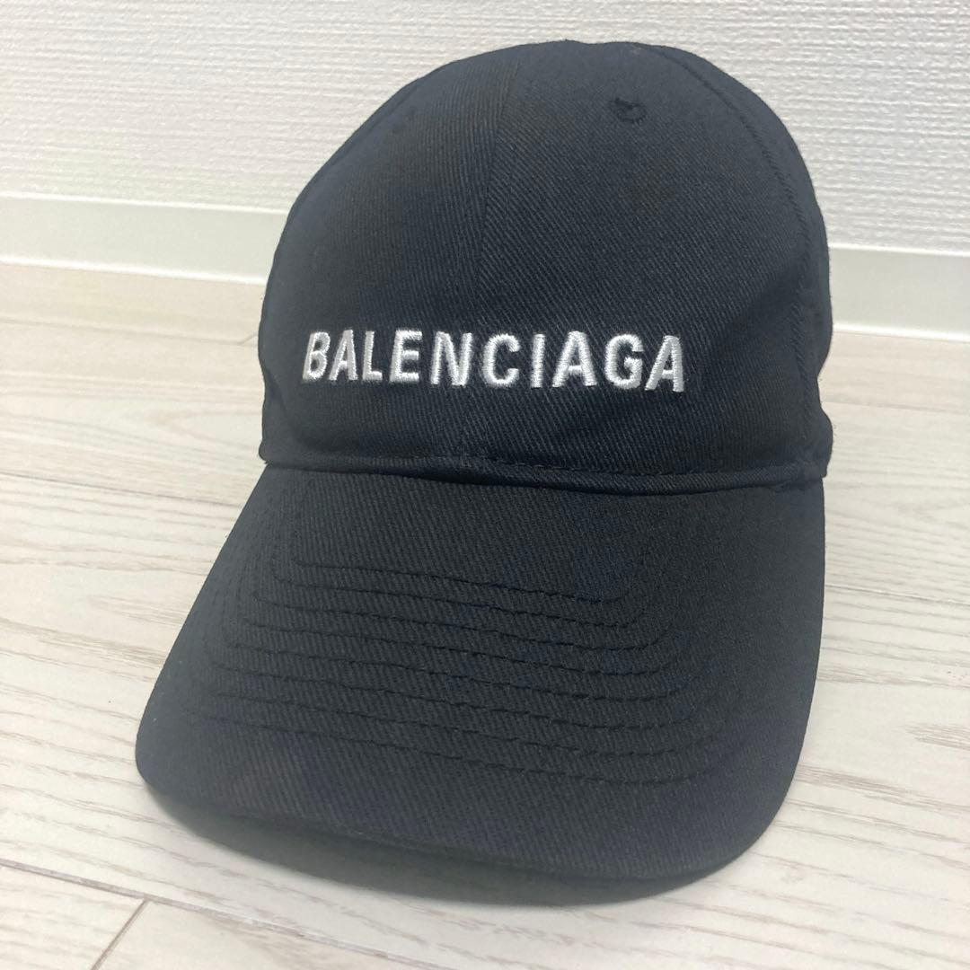 BALENCIAGA 総柄ロゴ キャップ 黒 L59 正規品 鑑定可 ✨美品✨BALENCIAGA